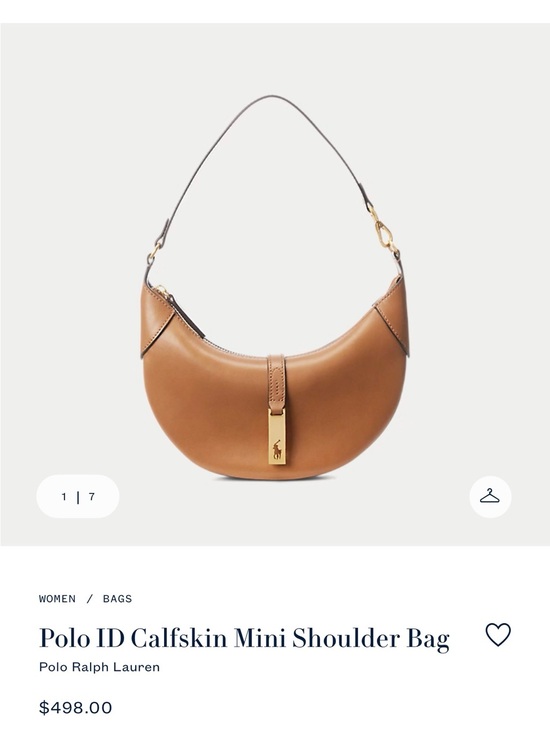 Polo Ralph Lauren Handbags - Polo by Ralph Lauren Caramel Calfskin Crescent Shoulder Bag with Gold Hardware